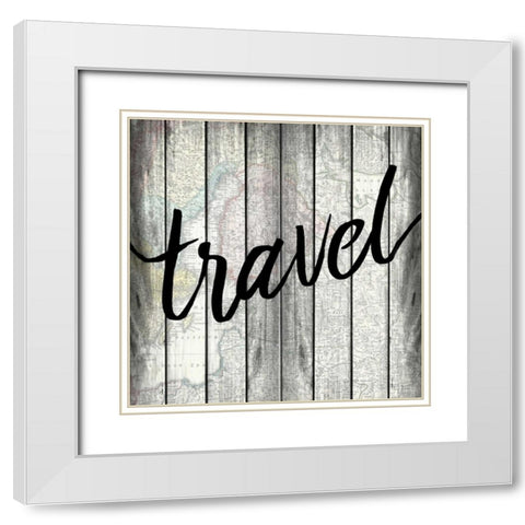 Travel Map White Modern Wood Framed Art Print with Double Matting by Allen, Kimberly