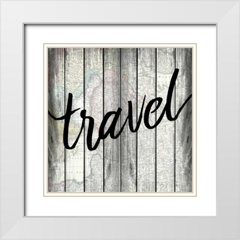Travel Map White Modern Wood Framed Art Print with Double Matting by Allen, Kimberly