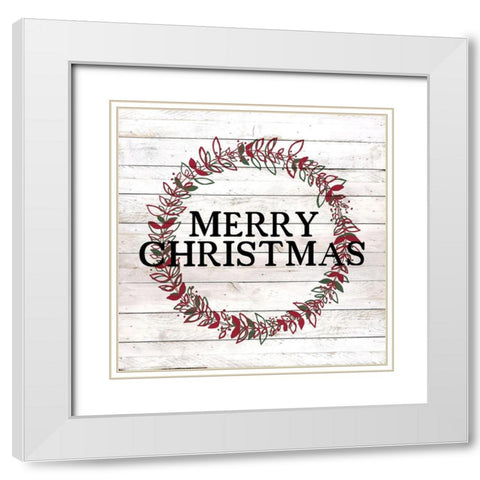 Merry Christmas White Modern Wood Framed Art Print with Double Matting by Kimberly, Allen
