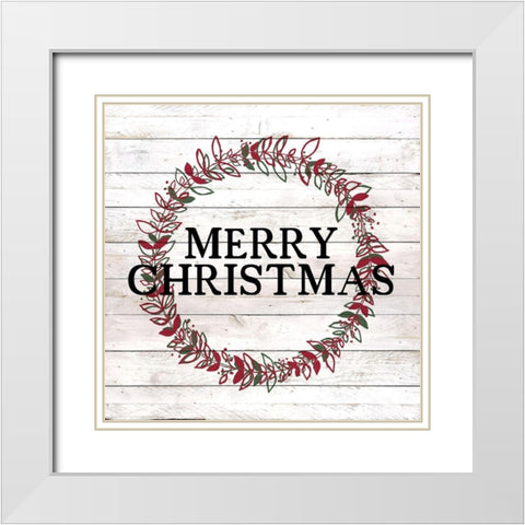 Merry Christmas White Modern Wood Framed Art Print with Double Matting by Kimberly, Allen