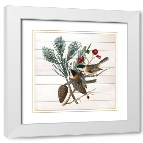 Winter Bird 1 White Modern Wood Framed Art Print with Double Matting by Kimberly, Allen