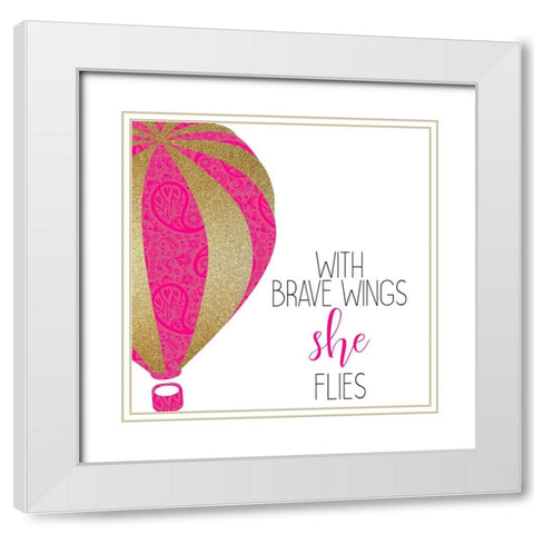 With Brave Wings White Modern Wood Framed Art Print with Double Matting by Kimberly, Allen