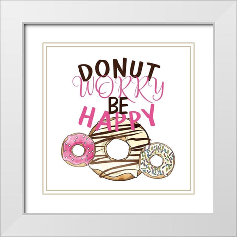 Donut Worry White Modern Wood Framed Art Print with Double Matting by Kimberly, Allen
