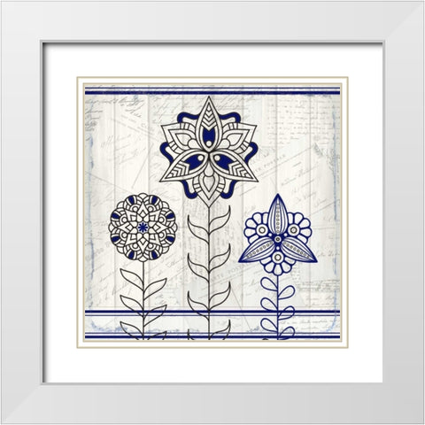 Henna Flower 1 White Modern Wood Framed Art Print with Double Matting by Allen, Kimberly
