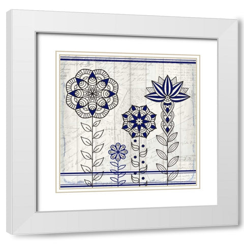 Henna Flower 2 White Modern Wood Framed Art Print with Double Matting by Allen, Kimberly