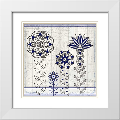 Henna Flower 2 White Modern Wood Framed Art Print with Double Matting by Allen, Kimberly