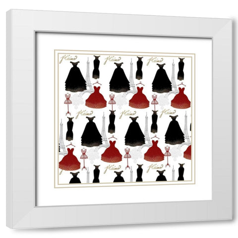 Paris Couture 2 White Modern Wood Framed Art Print with Double Matting by Kimberly, Allen