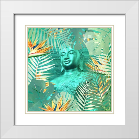 Buddha Palms White Modern Wood Framed Art Print with Double Matting by Kimberly, Allen