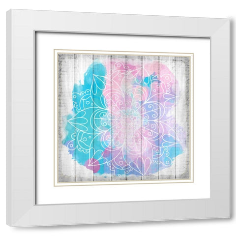 Watercolor Mandala 3 White Modern Wood Framed Art Print with Double Matting by Allen, Kimberly