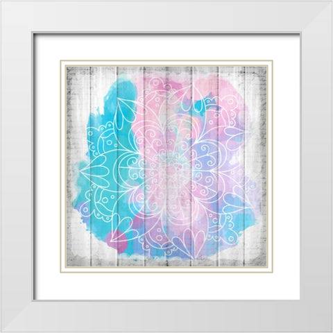 Watercolor Mandala 3 White Modern Wood Framed Art Print with Double Matting by Allen, Kimberly