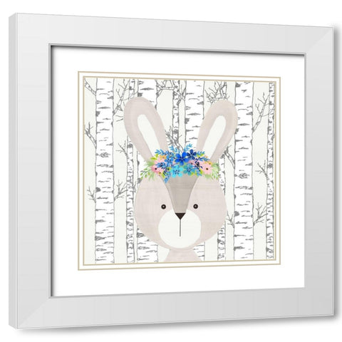 Woodland Animals 3 White Modern Wood Framed Art Print with Double Matting by Kimberly, Allen