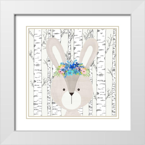 Woodland Animals 3 White Modern Wood Framed Art Print with Double Matting by Kimberly, Allen