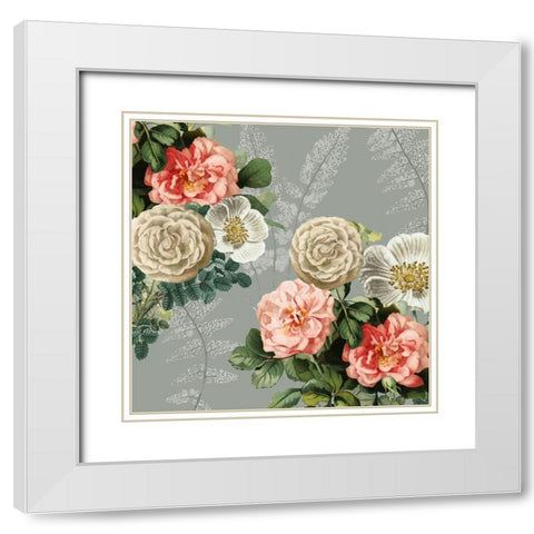 Ava Floral White Modern Wood Framed Art Print with Double Matting by Kimberly, Allen