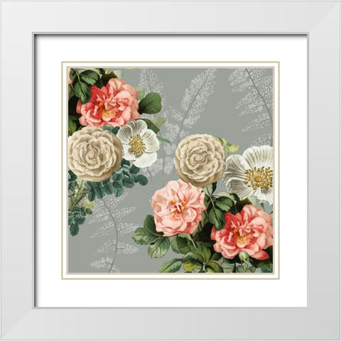 Ava Floral White Modern Wood Framed Art Print with Double Matting by Kimberly, Allen