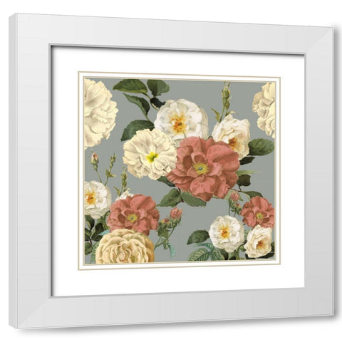 Claire Floral White Modern Wood Framed Art Print with Double Matting by Kimberly, Allen