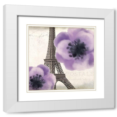 Purple Paris 2 White Modern Wood Framed Art Print with Double Matting by Kimberly, Allen