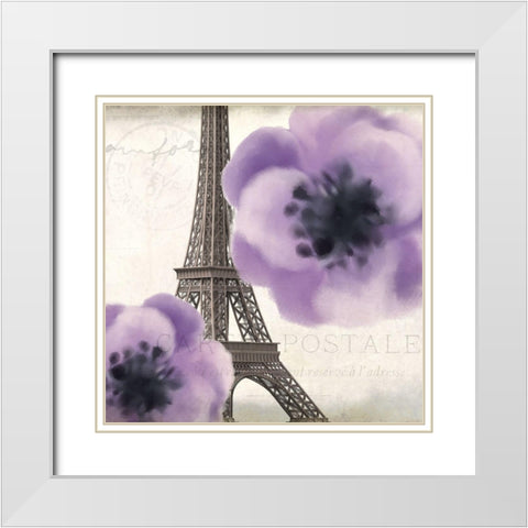 Purple Paris 2 White Modern Wood Framed Art Print with Double Matting by Kimberly, Allen