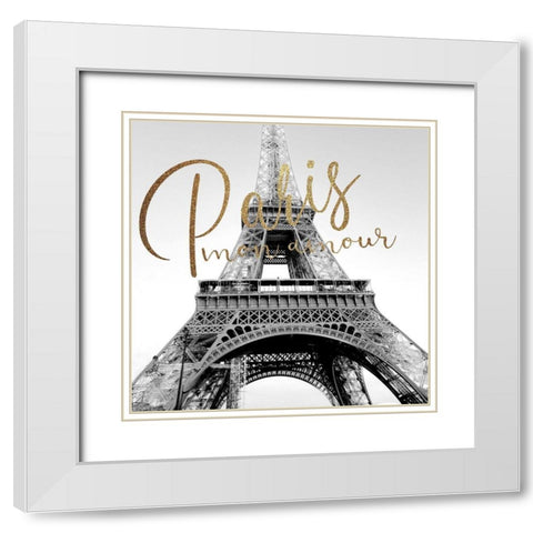 Paris Mon Amour 2 V2 White Modern Wood Framed Art Print with Double Matting by Allen, Kimberly