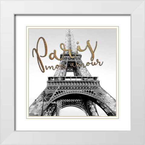 Paris Mon Amour 2 White Modern Wood Framed Art Print with Double Matting by Kimberly, Allen