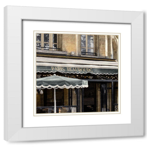 Paris Cafe 1 White Modern Wood Framed Art Print with Double Matting by Kimberly, Allen