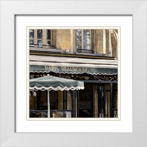 Paris Cafe 1 White Modern Wood Framed Art Print with Double Matting by Kimberly, Allen