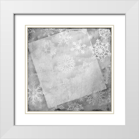 Snowflake Grey White Modern Wood Framed Art Print with Double Matting by Allen, Kimberly
