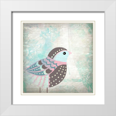 Paris Bird 1 White Modern Wood Framed Art Print with Double Matting by Allen, Kimberly