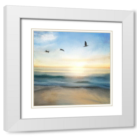 Sunrise Beach White Modern Wood Framed Art Print with Double Matting by Kimberly, Allen