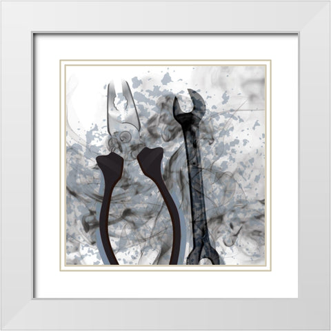 Tools 1 White Modern Wood Framed Art Print with Double Matting by Kimberly, Allen