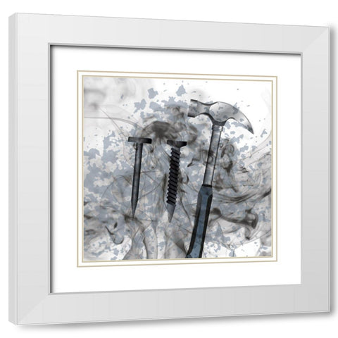 Tools 3 White Modern Wood Framed Art Print with Double Matting by Kimberly, Allen