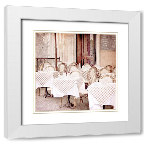 Paris Bistro 1 White Modern Wood Framed Art Print with Double Matting by Allen, Kimberly