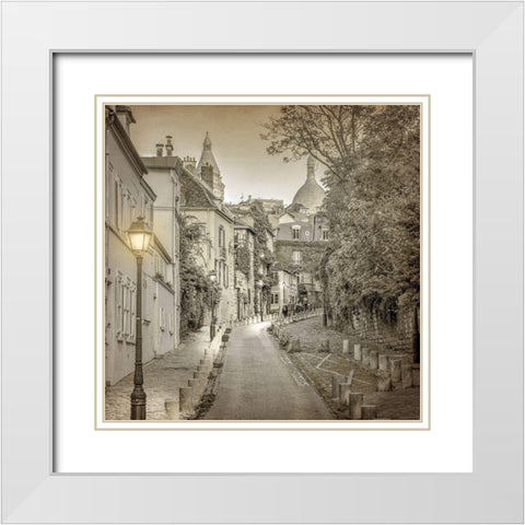 Streets of Paris 1 White Modern Wood Framed Art Print with Double Matting by Allen, Kimberly