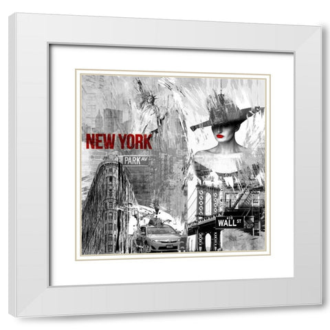 New York New York 2 White Modern Wood Framed Art Print with Double Matting by Allen, Kimberly
