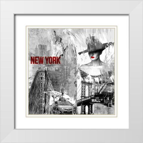 New York New York 2 White Modern Wood Framed Art Print with Double Matting by Allen, Kimberly