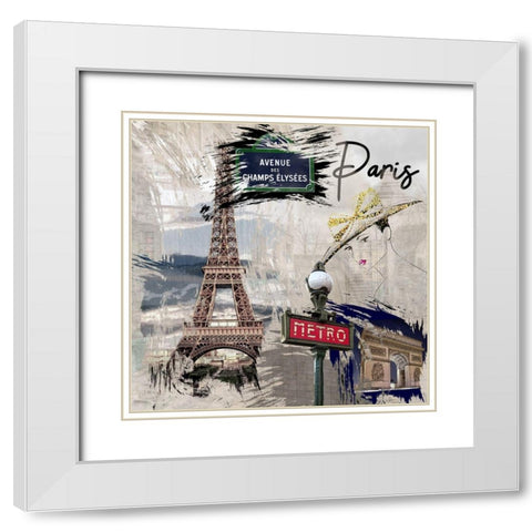 Paris Paris White Modern Wood Framed Art Print with Double Matting by Allen, Kimberly