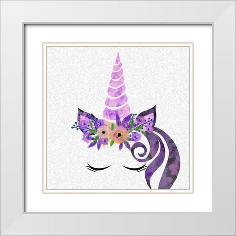 Unicorn Floral White Modern Wood Framed Art Print with Double Matting by Allen, Kimberly