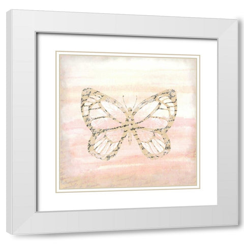 Butterfly Script 1 White Modern Wood Framed Art Print with Double Matting by Allen, Kimberly