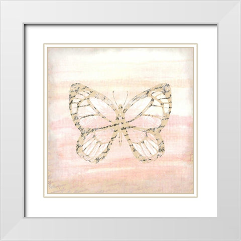 Butterfly Script 1 White Modern Wood Framed Art Print with Double Matting by Allen, Kimberly