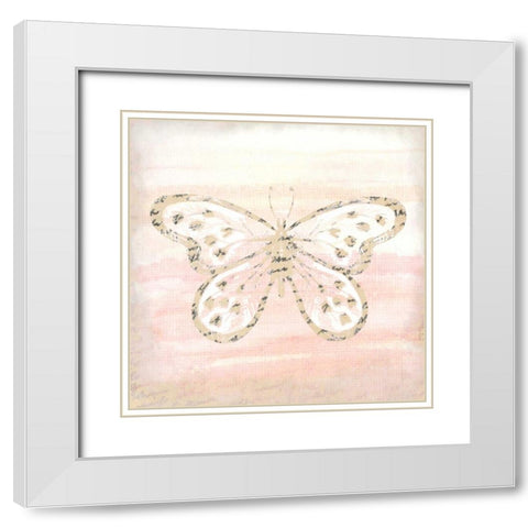 Butterfly Script 2 White Modern Wood Framed Art Print with Double Matting by Allen, Kimberly