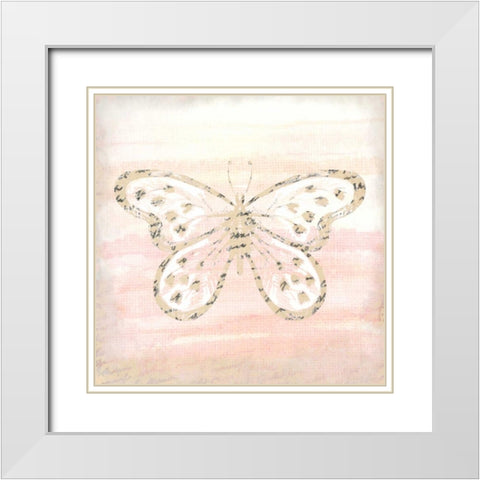 Butterfly Script 2 White Modern Wood Framed Art Print with Double Matting by Allen, Kimberly