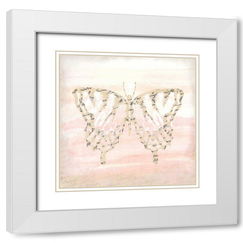 Butterfly Script 3 White Modern Wood Framed Art Print with Double Matting by Allen, Kimberly