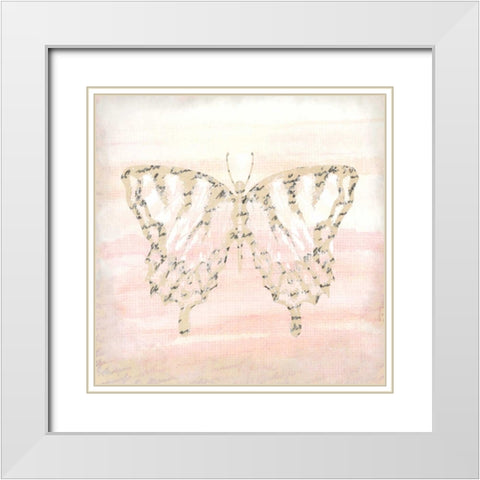 Butterfly Script 3 White Modern Wood Framed Art Print with Double Matting by Allen, Kimberly