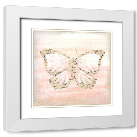Butterfly Script 4 White Modern Wood Framed Art Print with Double Matting by Allen, Kimberly