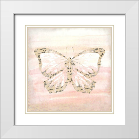Butterfly Script 4 White Modern Wood Framed Art Print with Double Matting by Allen, Kimberly