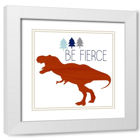 Brave Dino 3 White Modern Wood Framed Art Print with Double Matting by Allen, Kimberly