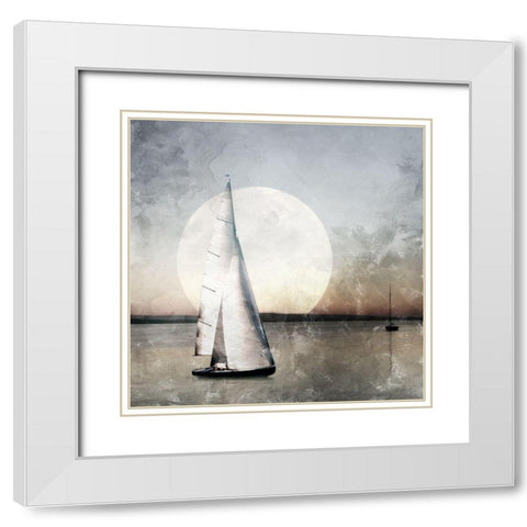 Moonlight Sail White Modern Wood Framed Art Print with Double Matting by Allen, Kimberly