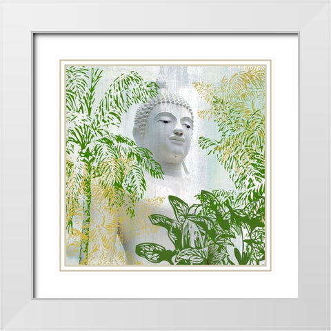 Buddha Palms White Modern Wood Framed Art Print with Double Matting by Allen, Kimberly