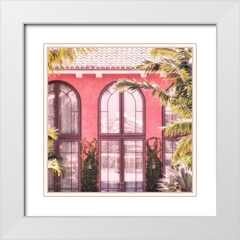 Palm Window White Modern Wood Framed Art Print with Double Matting by Allen, Kimberly