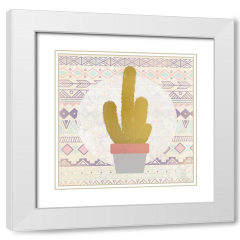 Ethnic Cactus 1 White Modern Wood Framed Art Print with Double Matting by Allen, Kimberly