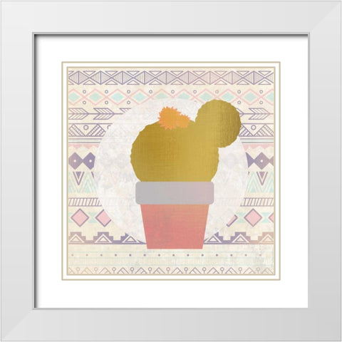 Ethnic Cactus 2 White Modern Wood Framed Art Print with Double Matting by Allen, Kimberly